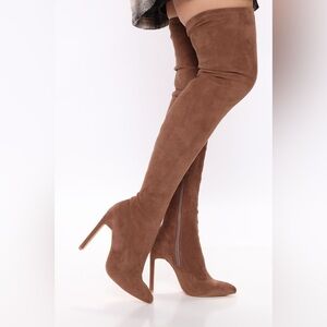 FashionNova Brown Over-the-Knee Women's Boots